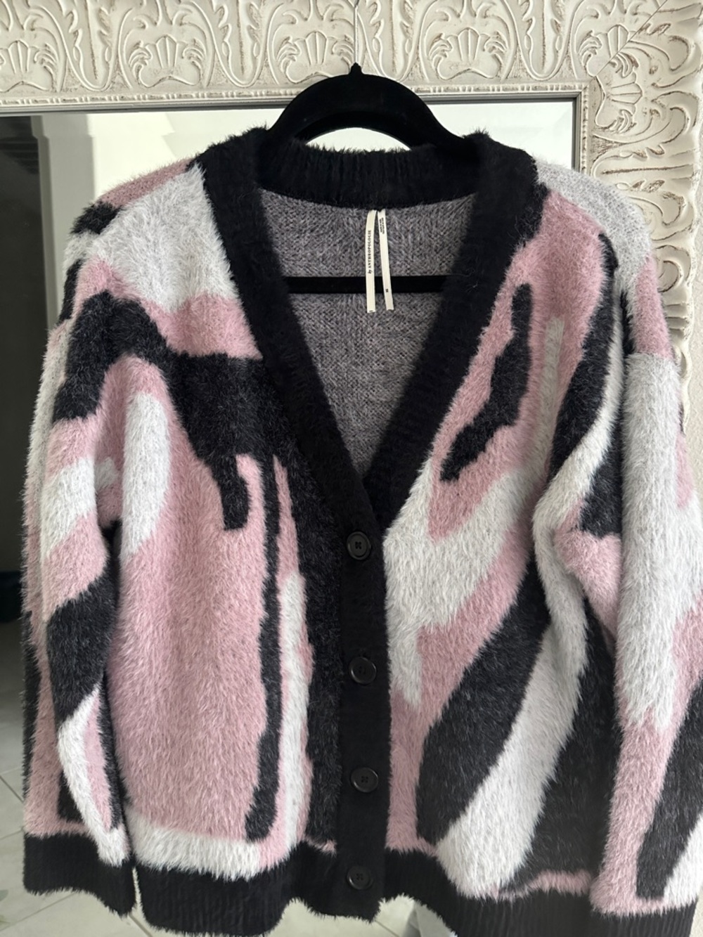 Anthropologie Printed Eyelash Cardigan Sweater